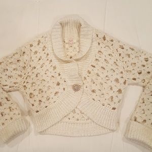 Cream & gold sweater with beaded button